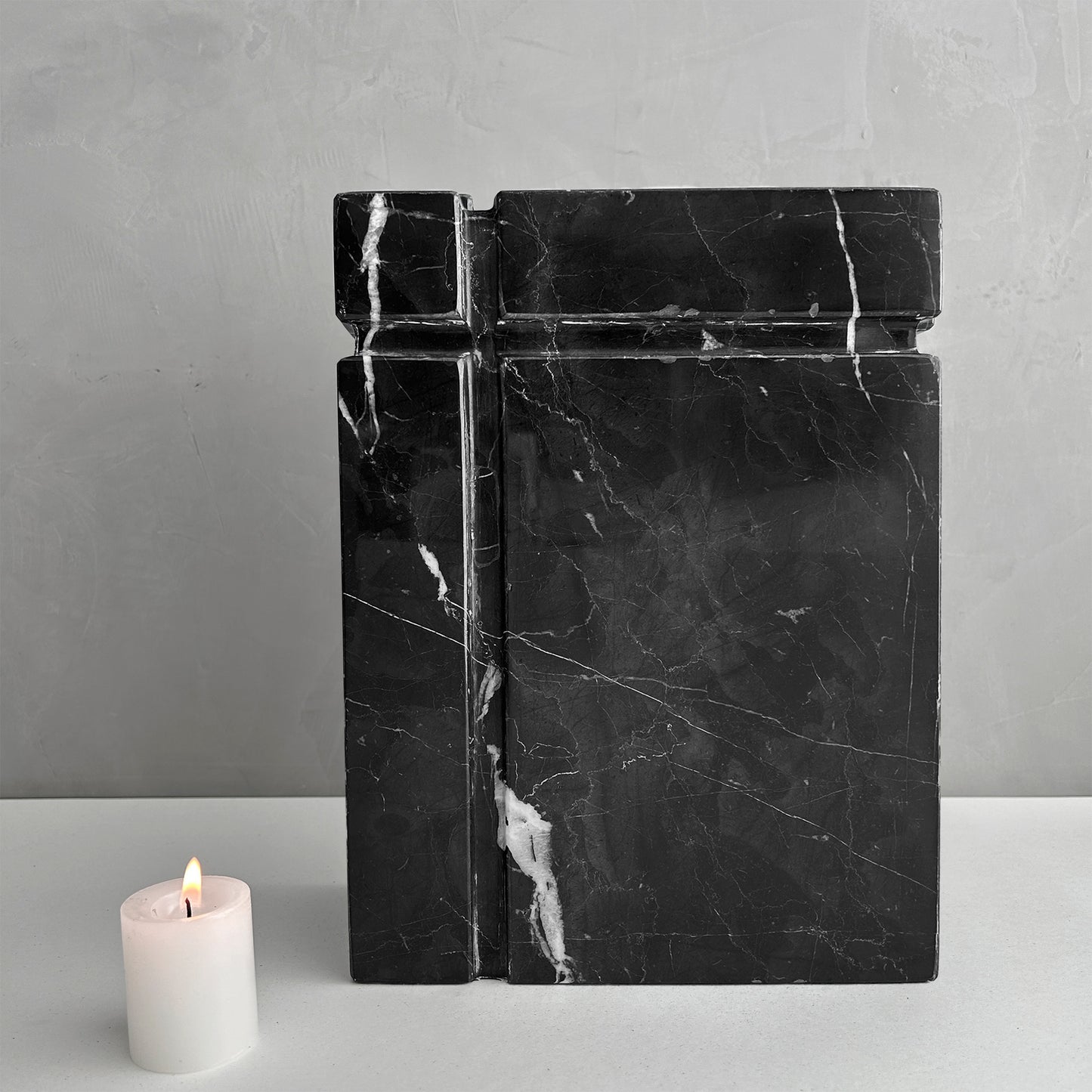 Black Marble Individual Urn for Ashes, Handcrafted Memorial Urn for Loved Ones, Timeless Natural Stone Urn.