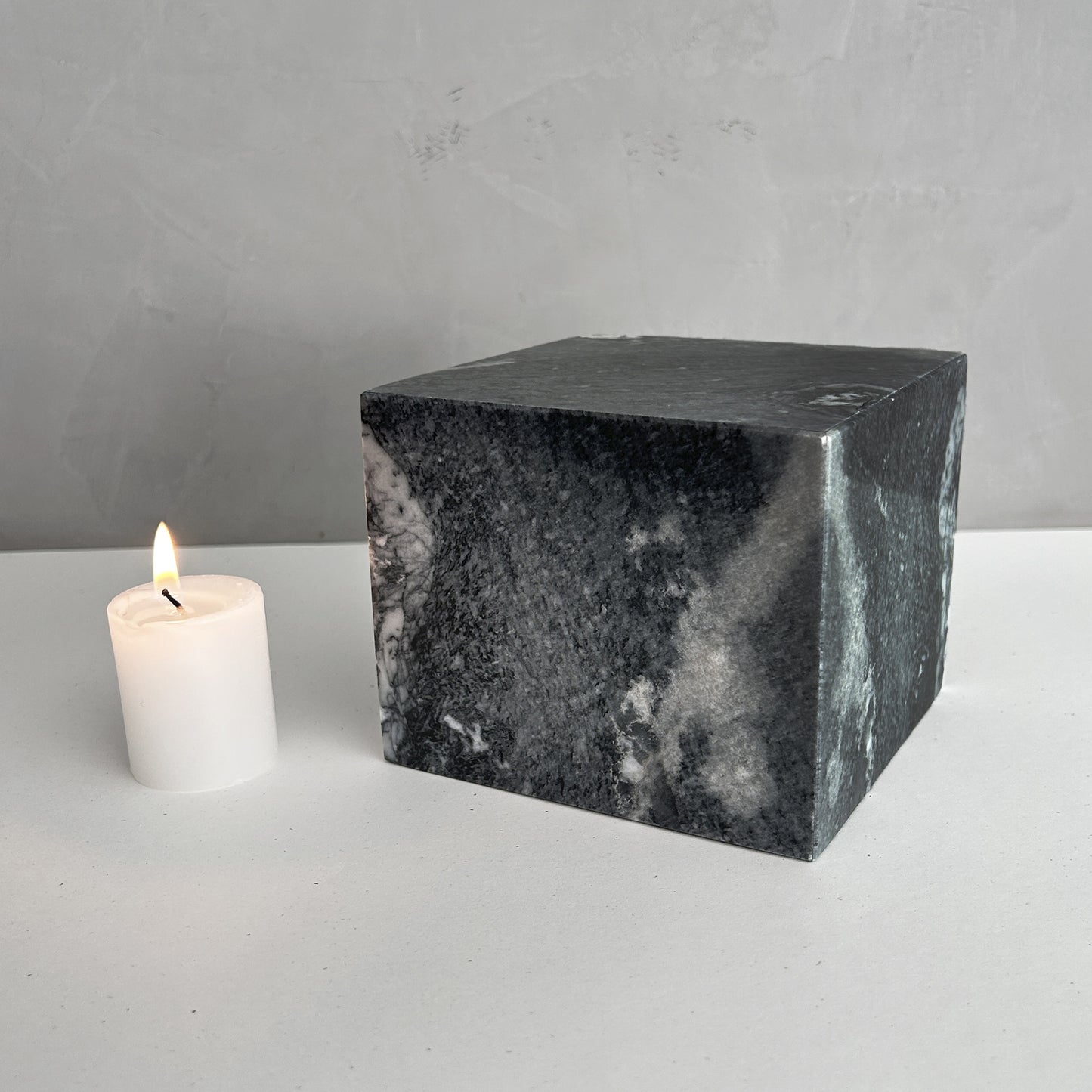 Gorgeous Mini Marble Cremation Urn, Small Memorial Urn for Ashes, Unique Gray Marble Keepsake Urn Loved Ones, Natural Stone Urn Handcrafted