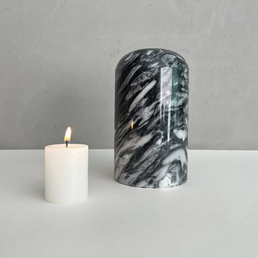 Gray Marble Stone Cremation Urn for Human or Pet Ashes, Ash container, Cremation vessel, Urn 25 cubic inches, Keepsake urn hand carved