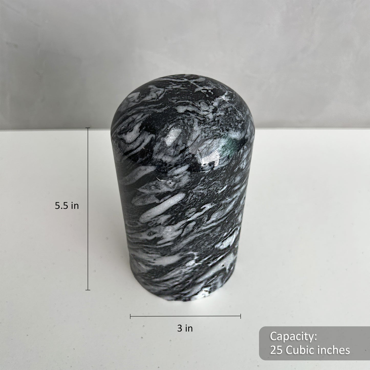 Gray Marble Stone Cremation Urn for Human or Pet Ashes, Ash container, Cremation vessel, Urn 25 cubic inches, Keepsake urn hand carved