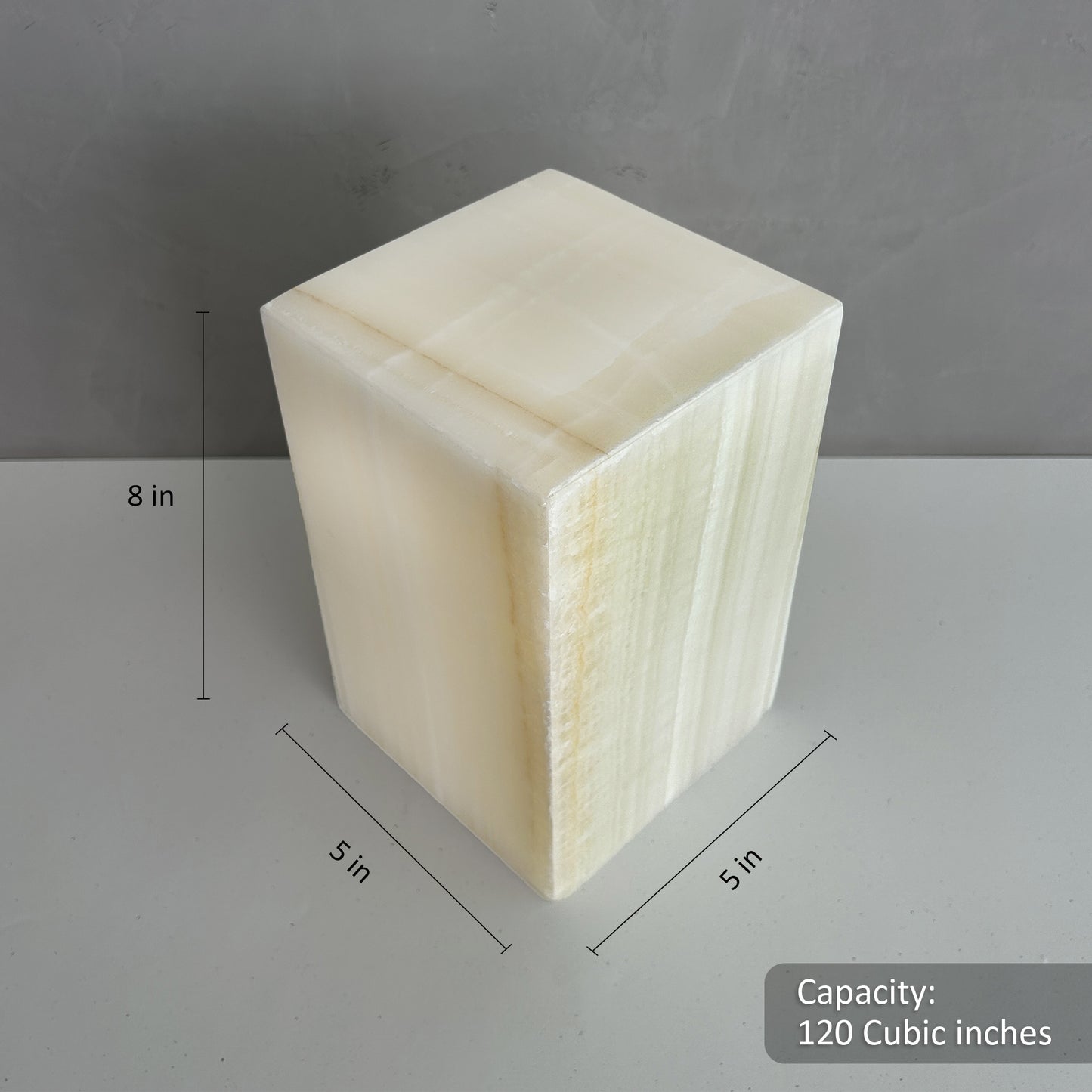 Hand-Carved White/Green Onyx Cremation Urn: 120 Cubic Inches