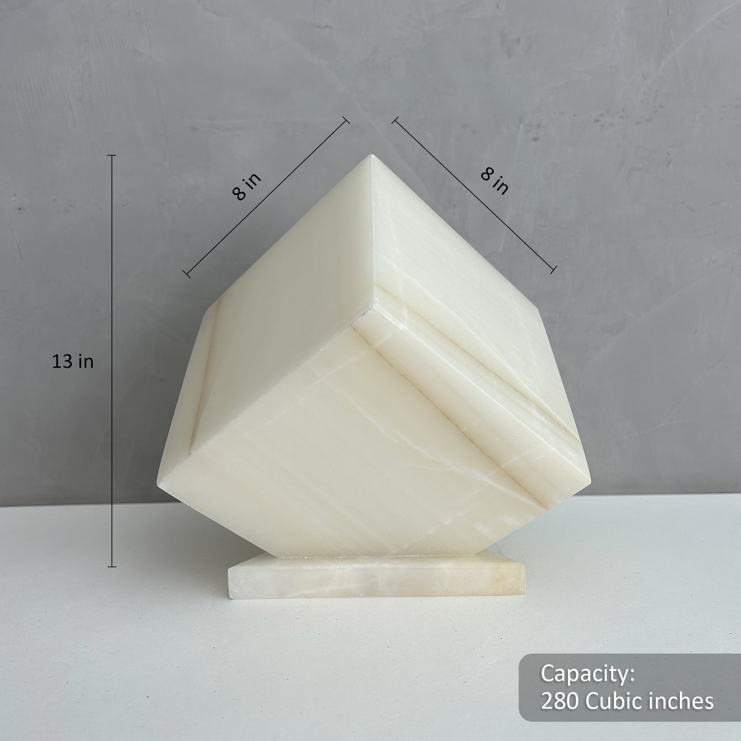Natural White and Beige Onyx Stone Individual Urn - 280 cubic inches