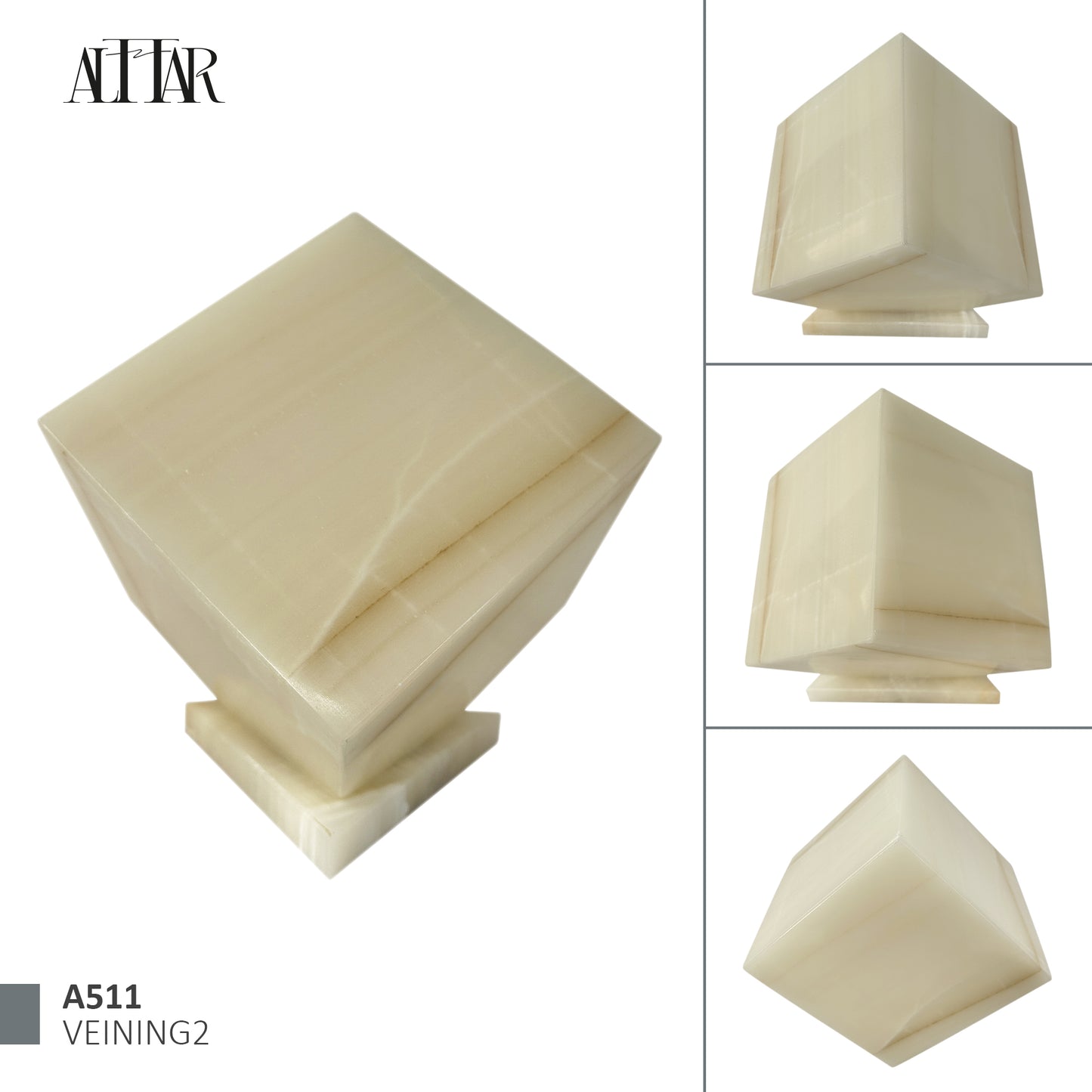 Natural White and Beige Onyx Stone Individual Urn - 280 cubic inches