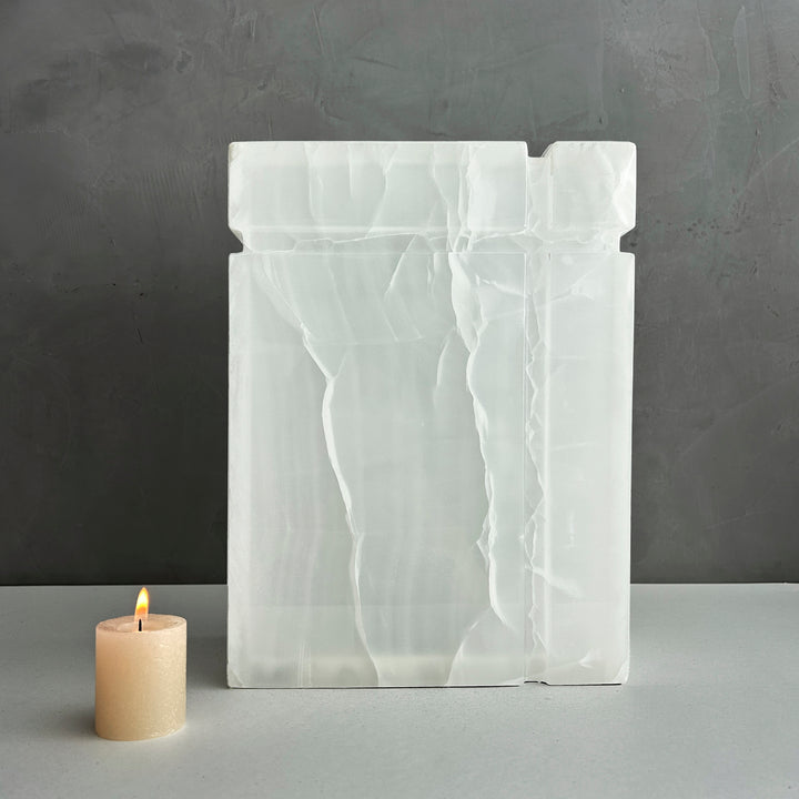 White Onyx Individual Urn, beautiful ash container, natural stone urn for human Ashes, unique white urn for loved ones, onyx stone container