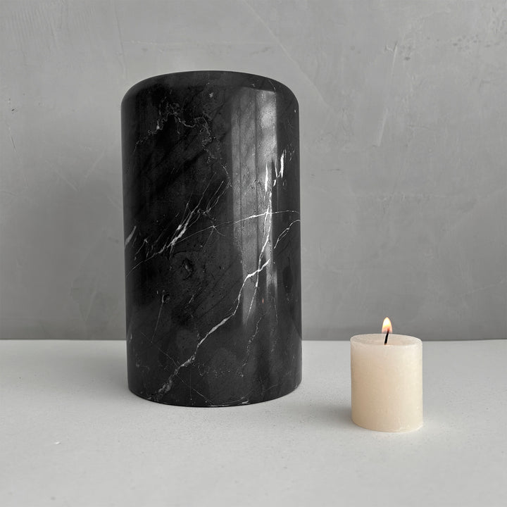 Black Marble Stone Cremation Urn for Human Ashes, Ash container, Cremation vessel, Urn 150 cubic inches