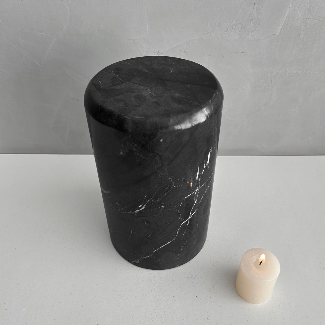 Black Marble Stone Cremation Urn for Human Ashes, Ash container, Cremation vessel, Urn 150 cubic inches