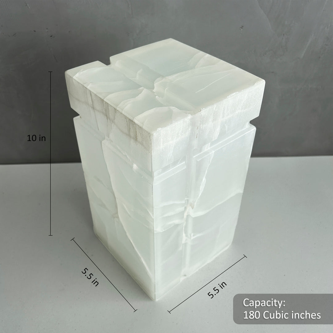 Beautiful White Onyx Memorial Urn for Ashes, Handcrafted Funeral, Individual Natural Stone Urn, Hand-Carved Memorial for Ashes. (Copy)