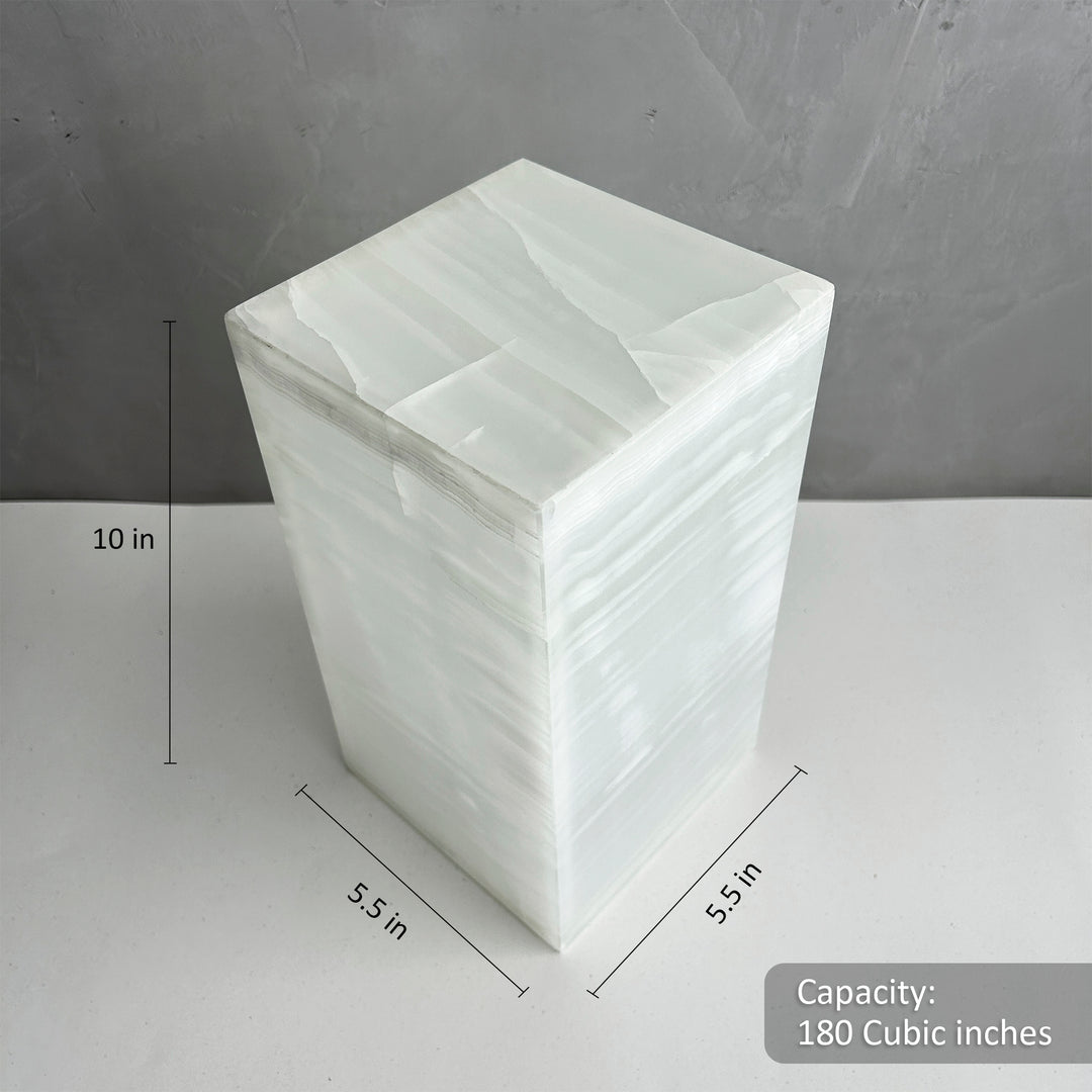 Beautiful White Onyx Memorial Urn for Ashes, Handcrafted Funeral, Individual Natural Stone Urn, Hand-Carved Memorial for Ashes. (Copy)