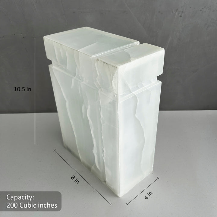 White Onyx Individual Urn, beautiful ash container, natural stone urn for human Ashes, unique white urn for loved ones, onyx stone container