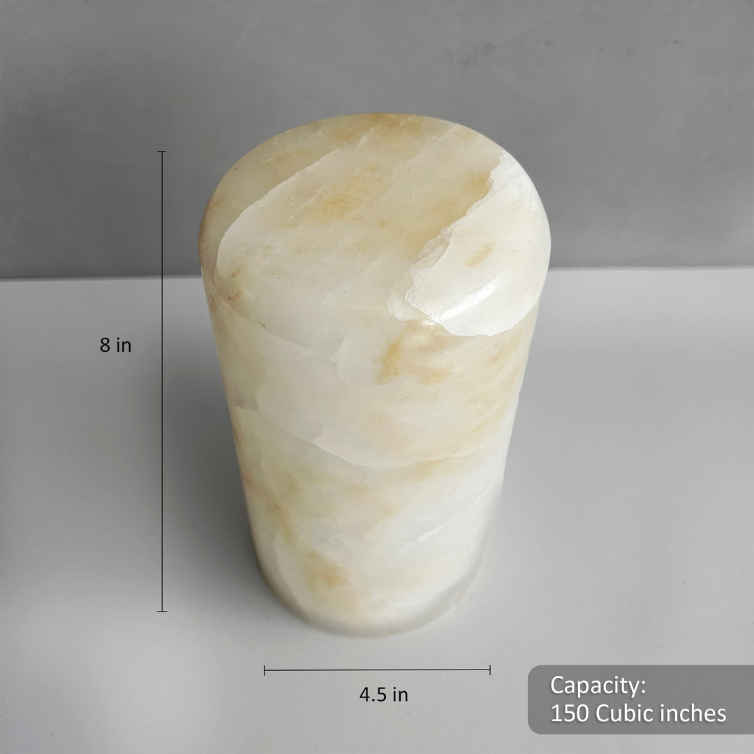 Honey Onyx Stone Cremation Urn for Human Ashes, Ash container, Cremation vessel, Urn 150 cubic inches, Beautiful handmade natural onyx urn