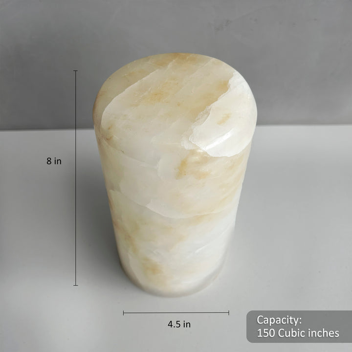 Honey Onyx Stone Cremation Urn for Human Ashes, Ash container, Cremation vessel, Urn 150 cubic inches, Beautiful handmade natural onyx urn