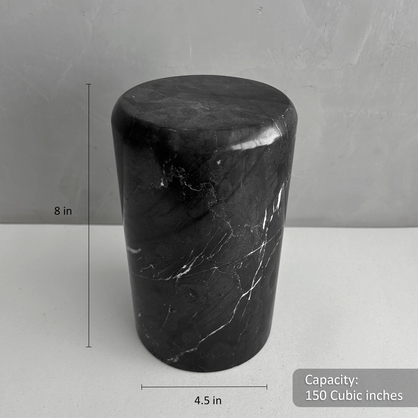 Black Marble Stone Cremation Urn for Human Ashes, Ash container, Cremation vessel, Urn 150 cubic inches