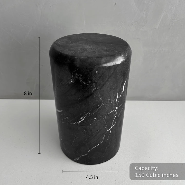 Black Marble Stone Cremation Urn for Human Ashes, Ash container, Cremation vessel, Urn 150 cubic inches