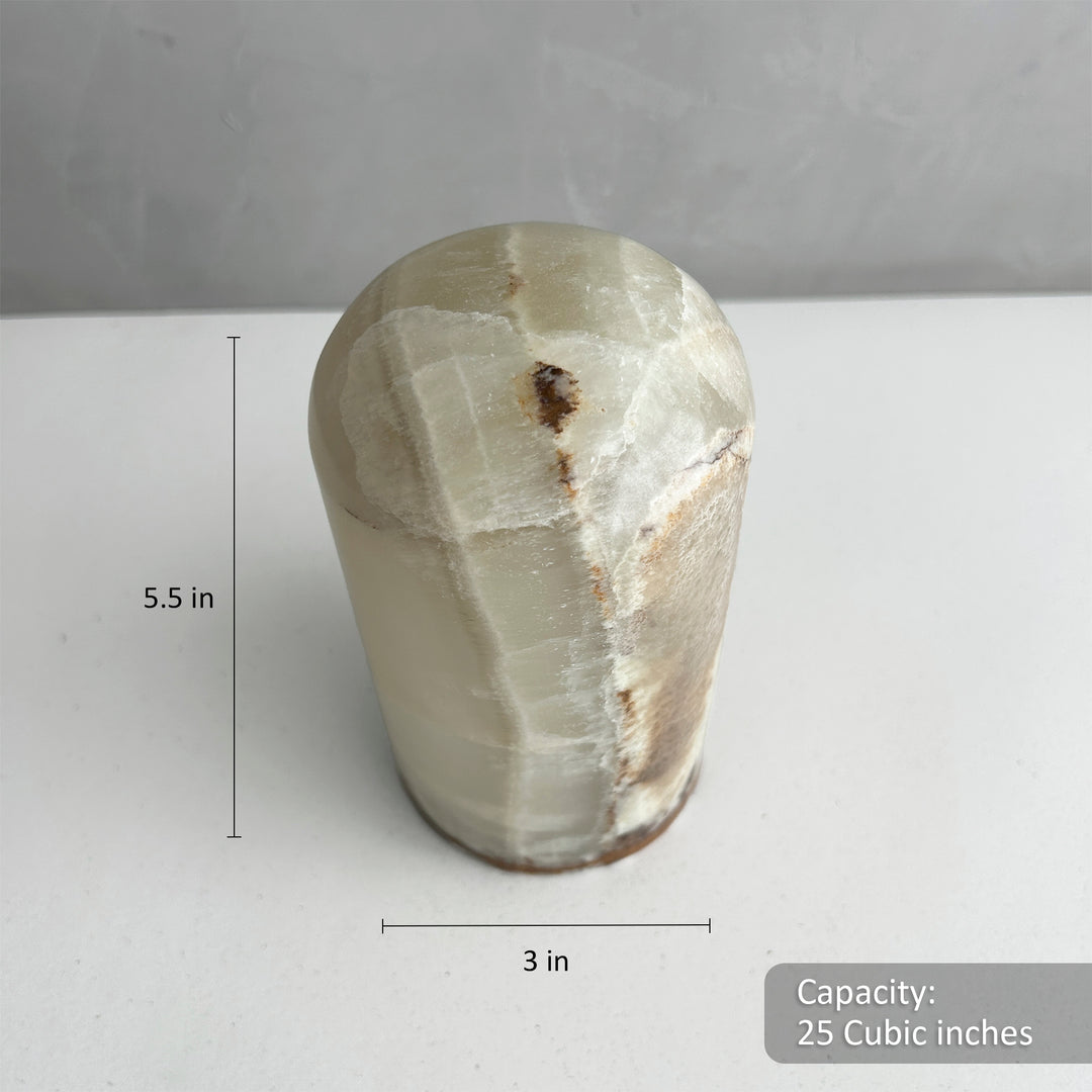 Green Onyx Stone Cremation Urn for Human or Pet Ashes, Ash container, Cremation vessel, Urn 25 cubic inches, Keepsake urn