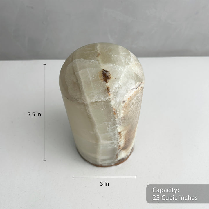 Green Onyx Stone Cremation Urn for Human or Pet Ashes, Ash container, Cremation vessel, Urn 25 cubic inches, Keepsake urn