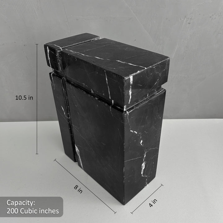 Black Marble Individual Urn for Ashes, Handcrafted Memorial Urn for Loved Ones, Timeless Natural Stone Urn.