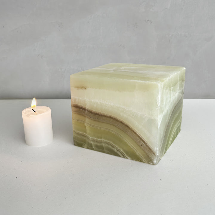 Unique Hand-Carved Onyx Natural Stone Funeral Urn, Small Memorial Urn for Ashes,  Natural Stone Keepsake Urn, Handcrafted Memorial Urn.