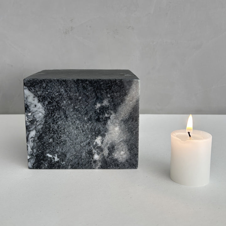 Gorgeous Mini Marble Cremation Urn, Small Memorial Urn for Ashes, Unique Gray Marble Keepsake Urn Loved Ones, Natural Stone Urn Handcrafted