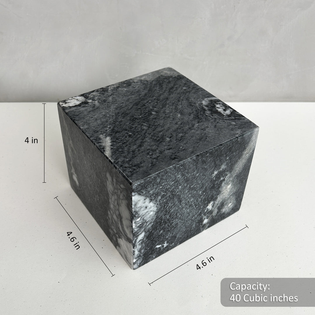 Gorgeous Mini Marble Cremation Urn, Small Memorial Urn for Ashes, Unique Gray Marble Keepsake Urn Loved Ones, Natural Stone Urn Handcrafted