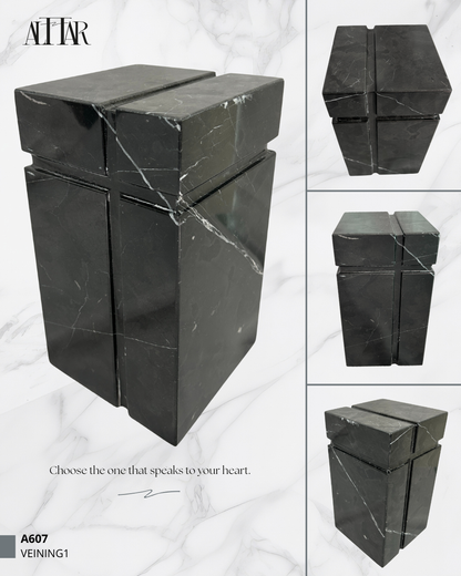 Natural Black Marble Urn, Hand-Carved Memorial Individual Urn for Ashes, Unique Funeral Urn, Handcrafted Funeral, Natural Marble Stone Urn.