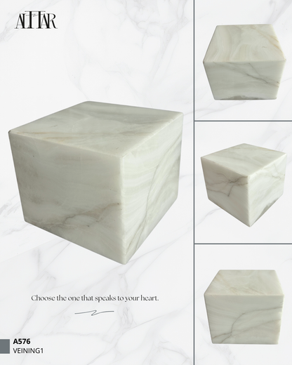 Hand-Carved White Onyx Memorial Urn: Small Natural Stone Keepsake
