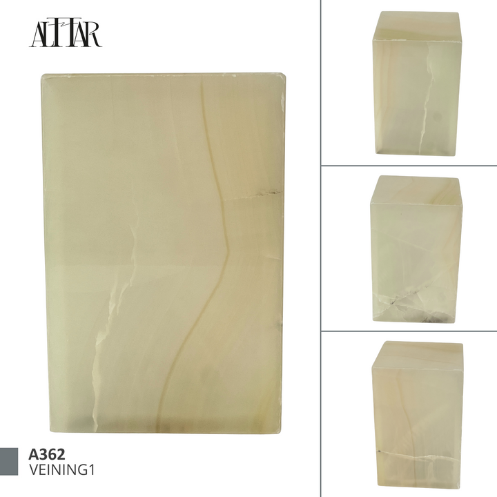 Hand-Carved White/Green Onyx Cremation Urn: 120 Cubic Inches