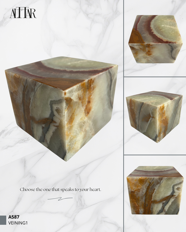 Hand-Carved Onyx Funeral Urn: Natural Stone Memorial Keepsake
