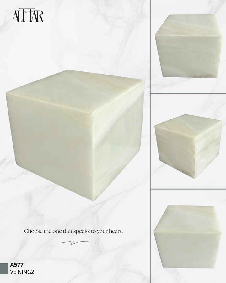 Hand-Carved White Onyx Memorial Urn: Small Natural Stone Keepsake
