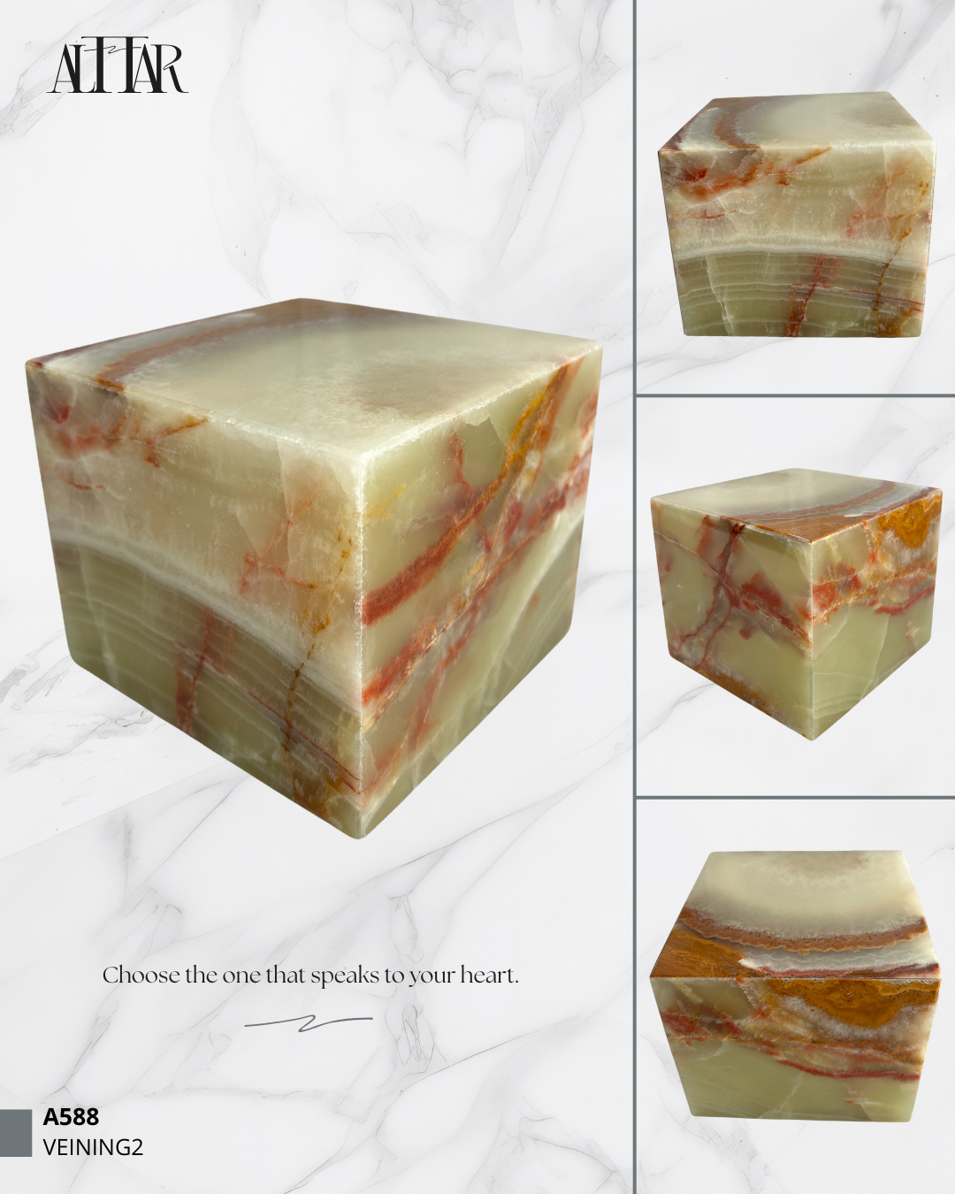 Hand-Carved Onyx Funeral Urn: Natural Stone Memorial Keepsake