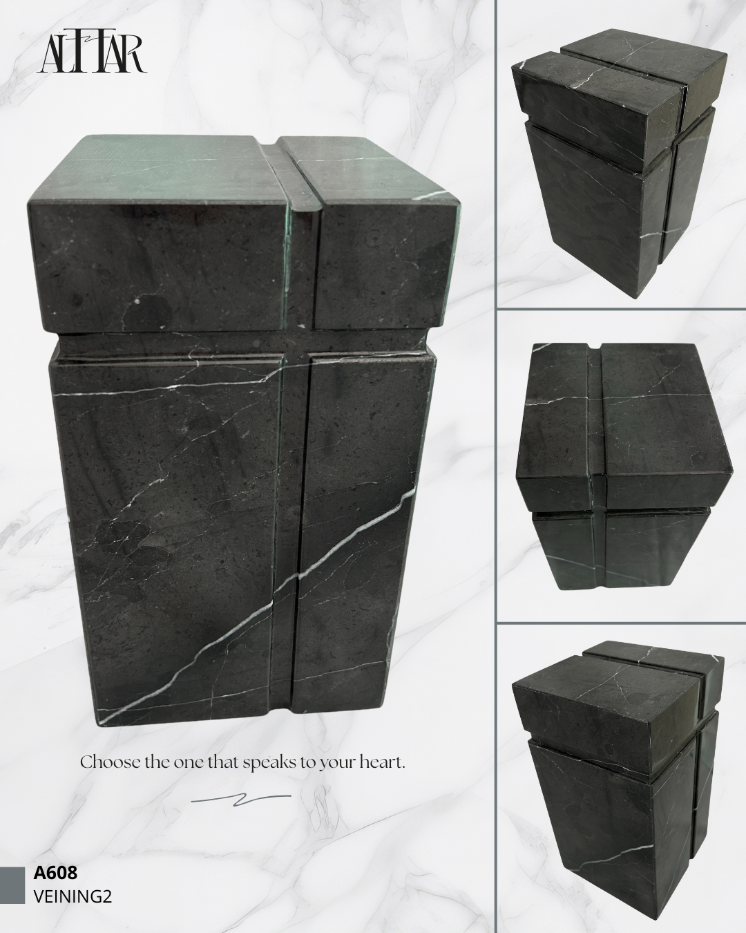 Natural Black Marble Urn, Hand-Carved Memorial Individual Urn for Ashes, Unique Funeral Urn, Handcrafted Funeral, Natural Marble Stone Urn.