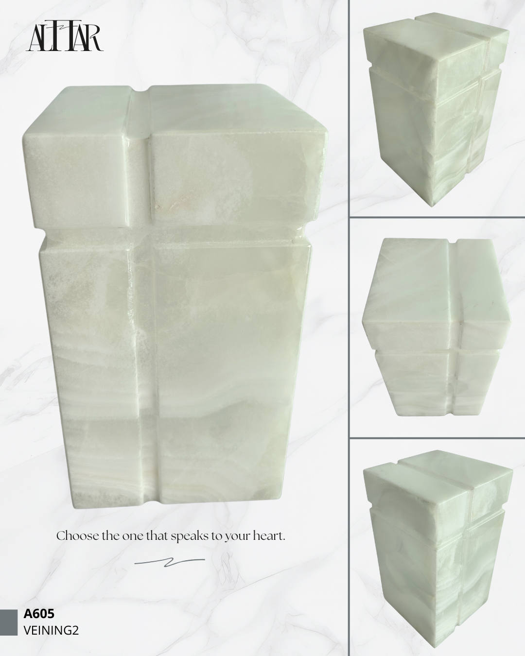 Beautiful White Onyx Memorial Urn for Ashes, Handcrafted Funeral, Individual Natural Stone Urn, Hand-Carved Memorial for Ashes