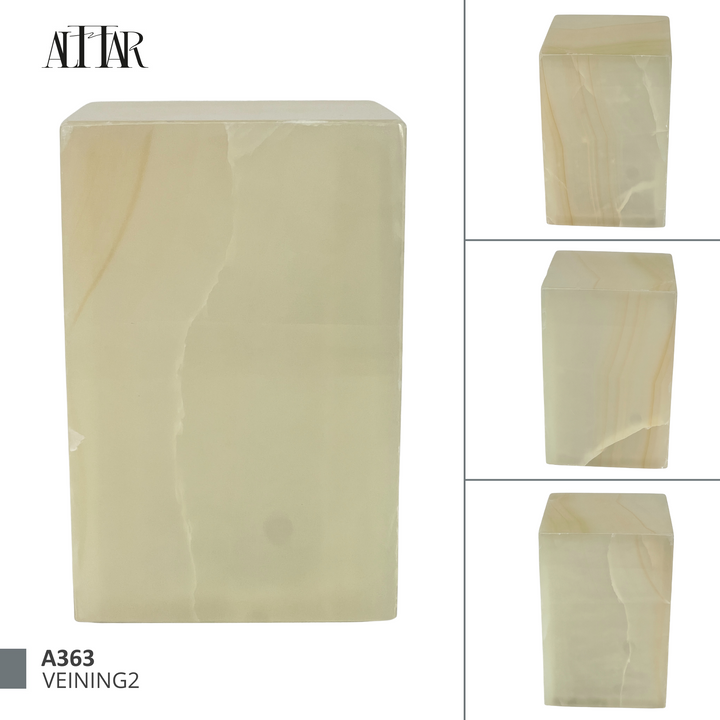 Hand-Carved White/Green Onyx Cremation Urn: 120 Cubic Inches