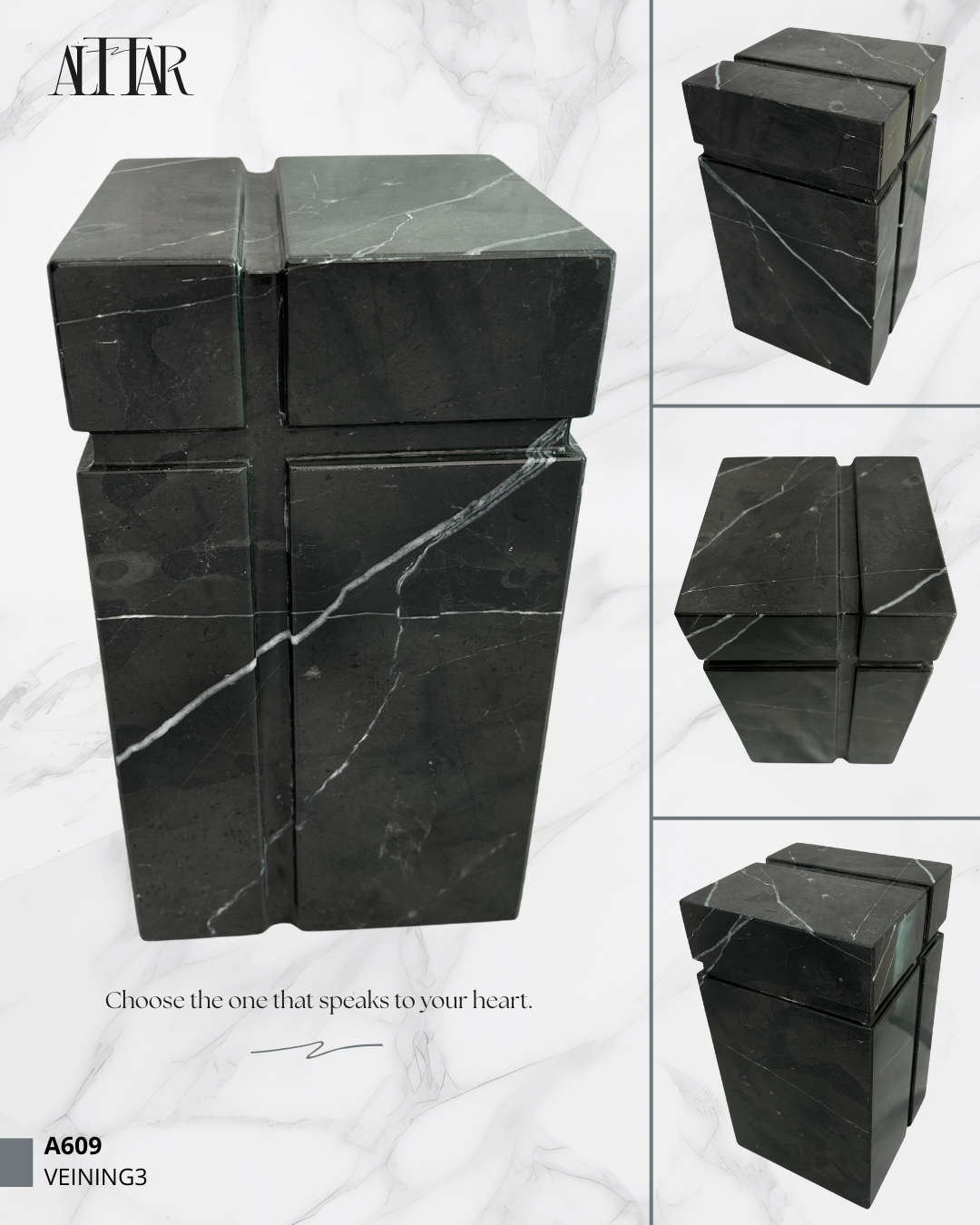 Natural Black Marble Urn, Hand-Carved Memorial Individual Urn for Ashes, Unique Funeral Urn, Handcrafted Funeral, Natural Marble Stone Urn.