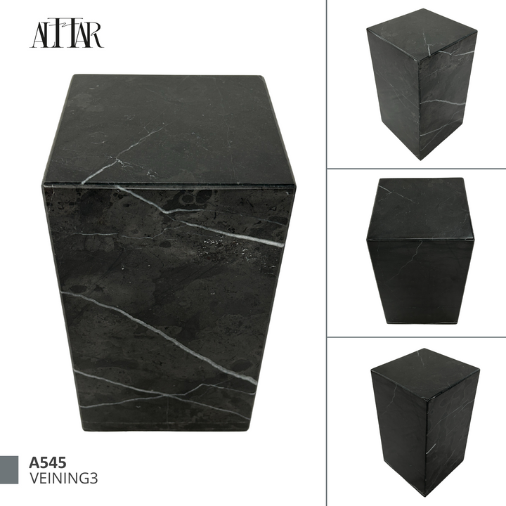 Natural Black Marble Urn, Hand-Carved Memorial Individual Urn for Ashes, Unique Funeral Urn, Handcrafted Funeral, Natural Marble Stone Urn.