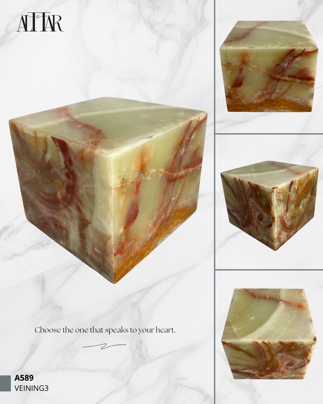 Hand-Carved Onyx Funeral Urn: Natural Stone Memorial Keepsake