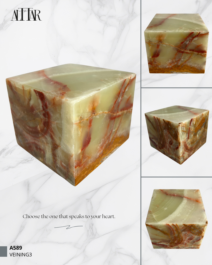 Hand-Carved Onyx Funeral Urn: Natural Stone Memorial Keepsake