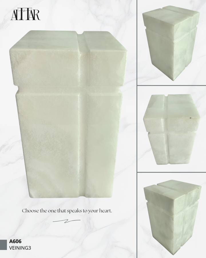 Beautiful White Onyx Memorial Urn for Ashes, Handcrafted Funeral, Individual Natural Stone Urn, Hand-Carved Memorial for Ashes
