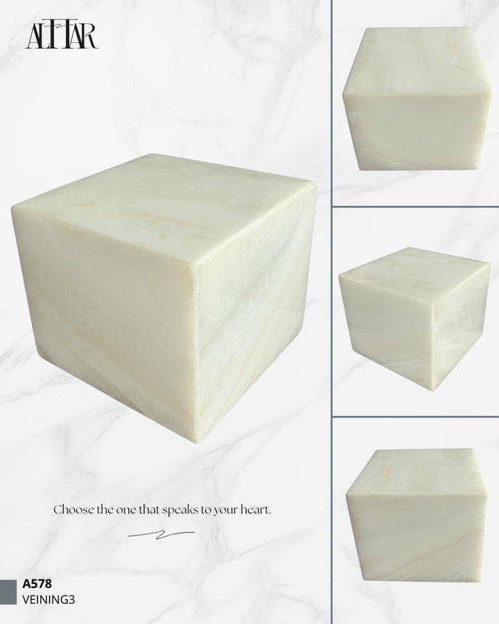 Hand-Carved White Onyx Memorial Urn: Small Natural Stone Keepsake