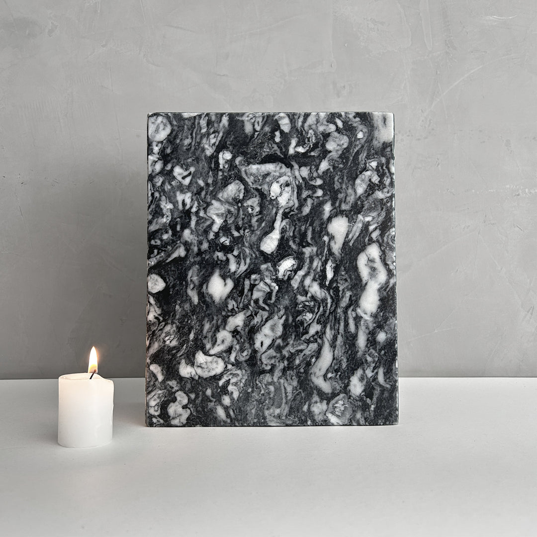 Black, Gray and white Marble Individual Urn - 200 cubic inches, Natural stone marble, Handcrafted.