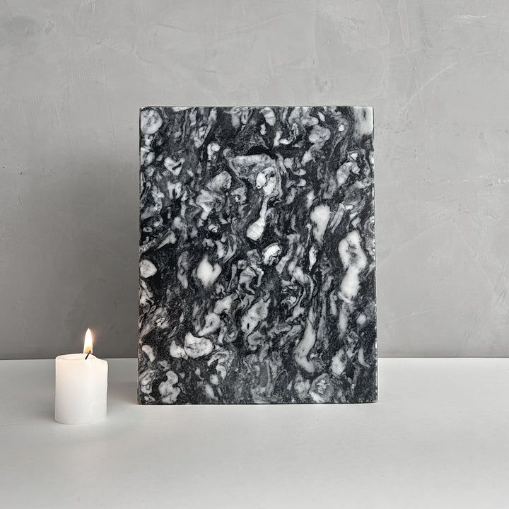 Black, Gray and white Marble Individual Urn - 200 cubic inches, Natural stone marble, Handcrafted.