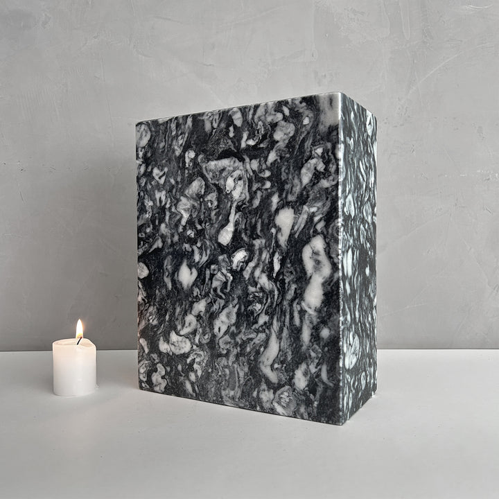Black, Gray and white Marble Individual Urn - 200 cubic inches, Natural stone marble, Handcrafted.