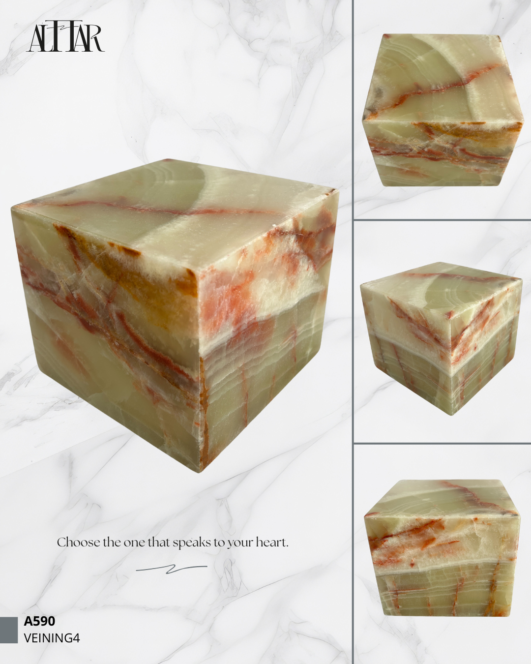 Hand-Carved Onyx Funeral Urn: Natural Stone Memorial Keepsake