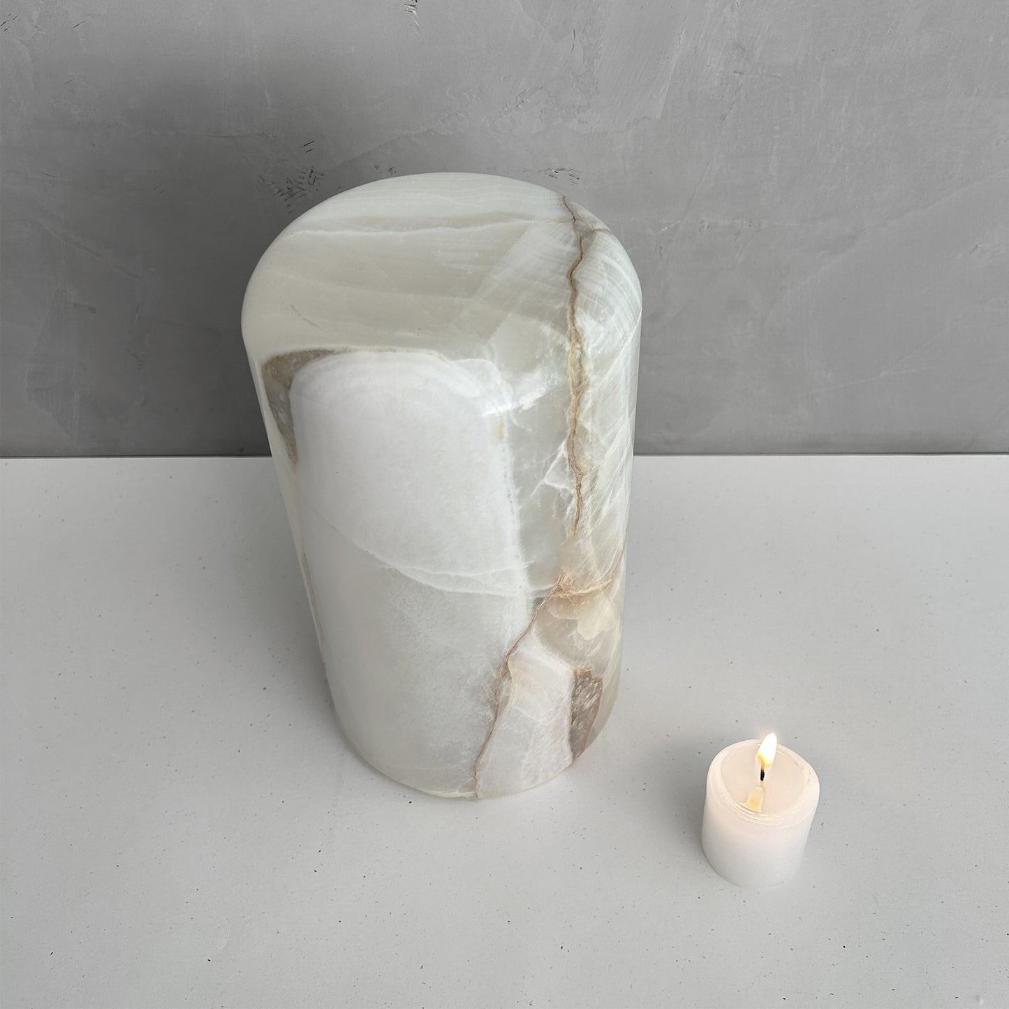 White Onyx Stone Cremation Urn for Human Ashes, Ash container, Cremation vessel, Urn 150 cubic inches, Beautiful handmade natural onyx urn