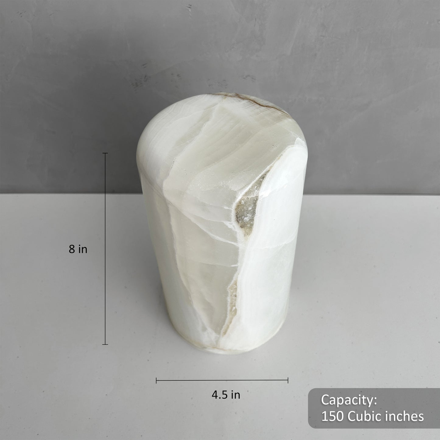 White Onyx Stone Cremation Urn for Human Ashes, Ash container, Cremation vessel, Urn 150 cubic inches, Beautiful handmade natural onyx urn