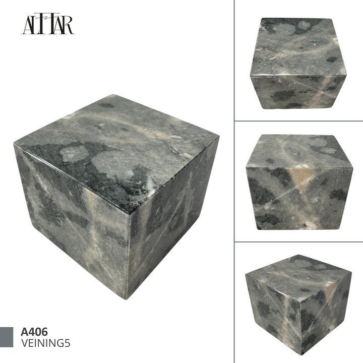 Gorgeous Mini Marble Cremation Urn, Small Memorial Urn for Ashes, Unique Gray Marble Keepsake Urn Loved Ones, Natural Stone Urn Handcrafted