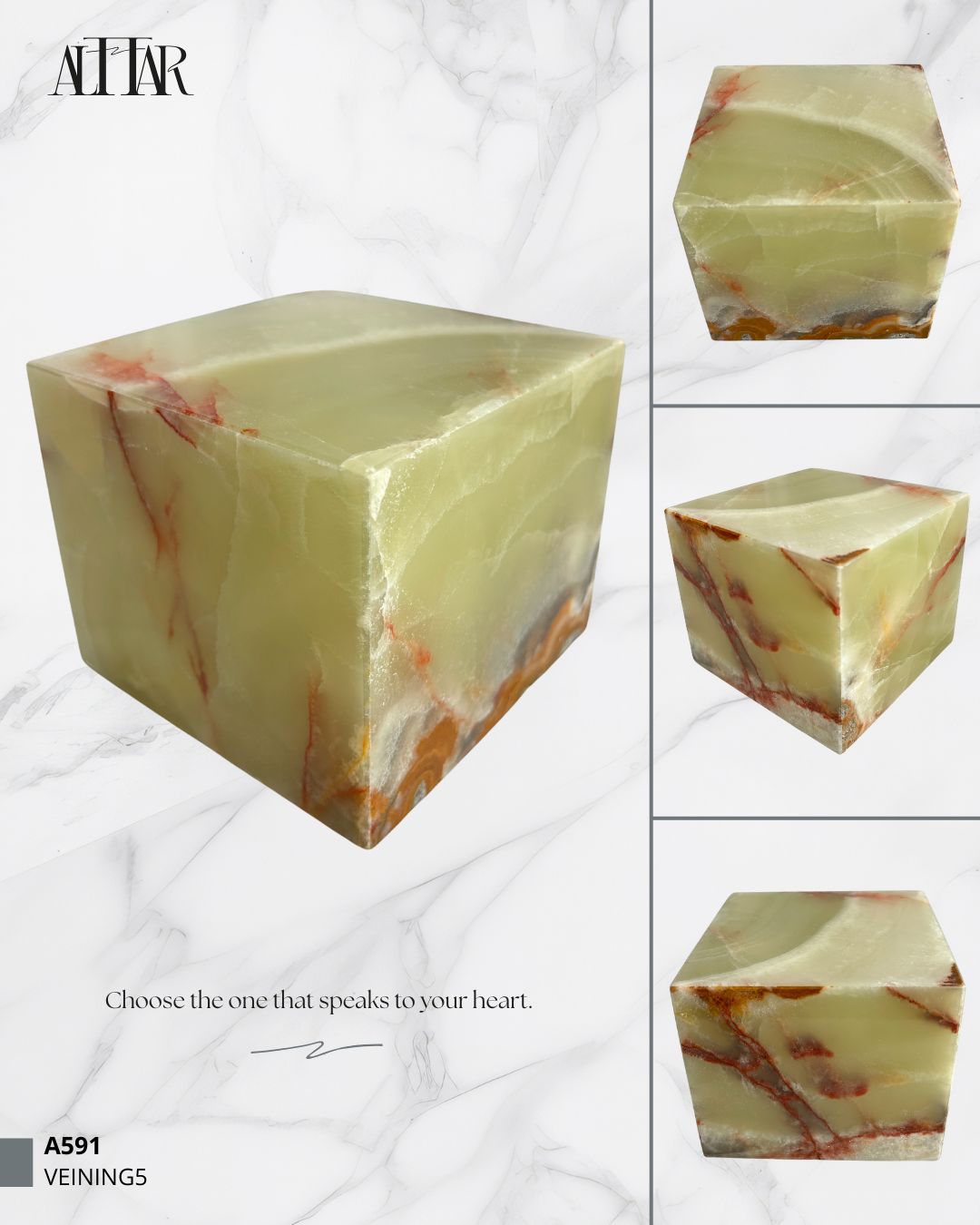 Hand-Carved Onyx Funeral Urn: Natural Stone Memorial Keepsake