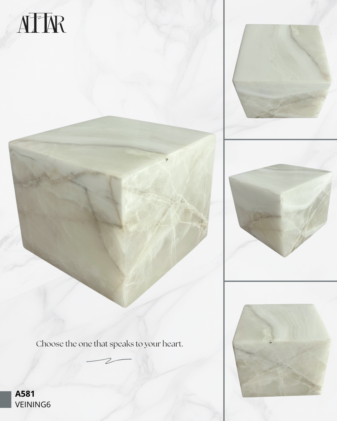 Hand-Carved White Onyx Memorial Urn: Small Natural Stone Keepsake