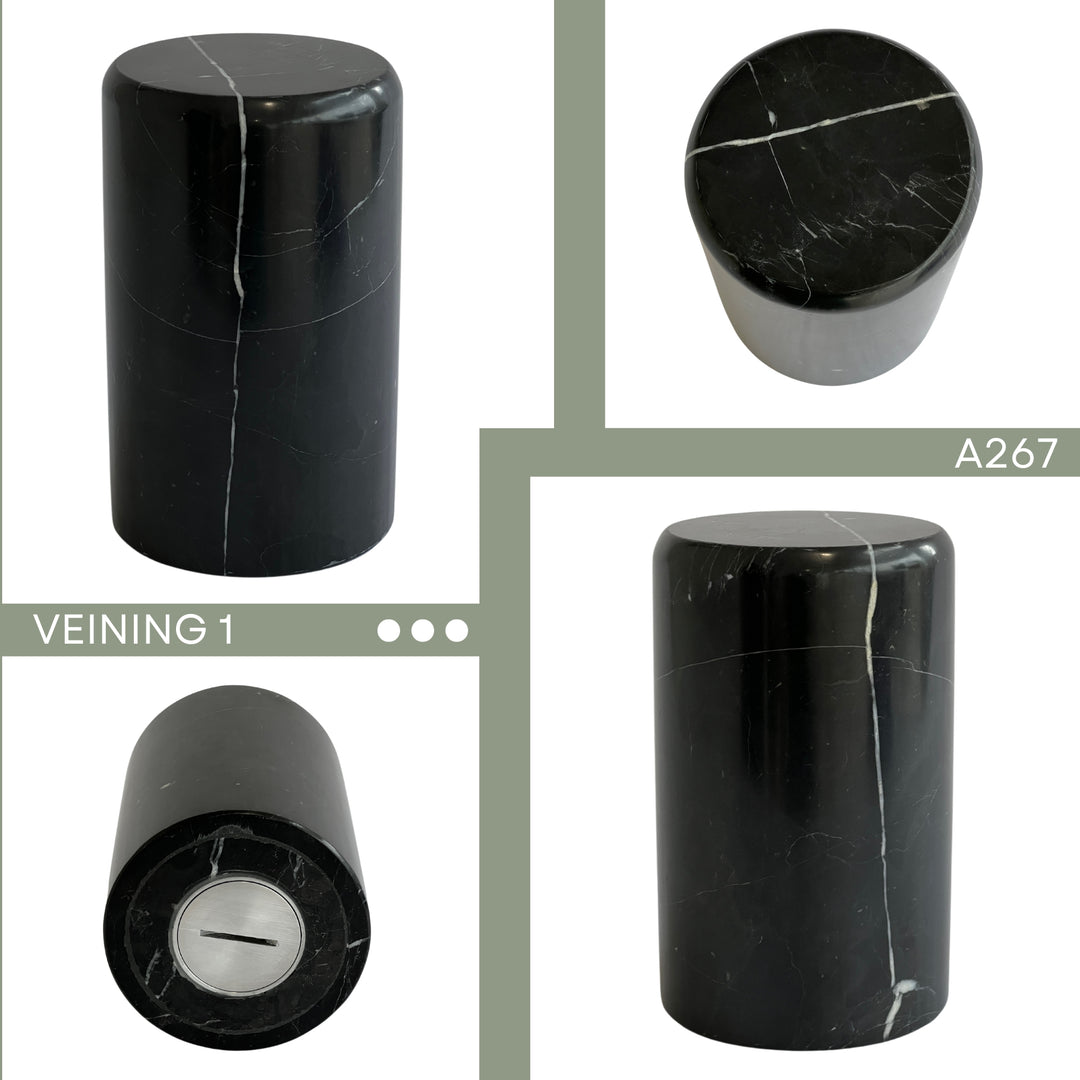 Black Marble Stone Cremation Urn for Human Ashes, Ash container, Cremation vessel, Urn 150 cubic inches