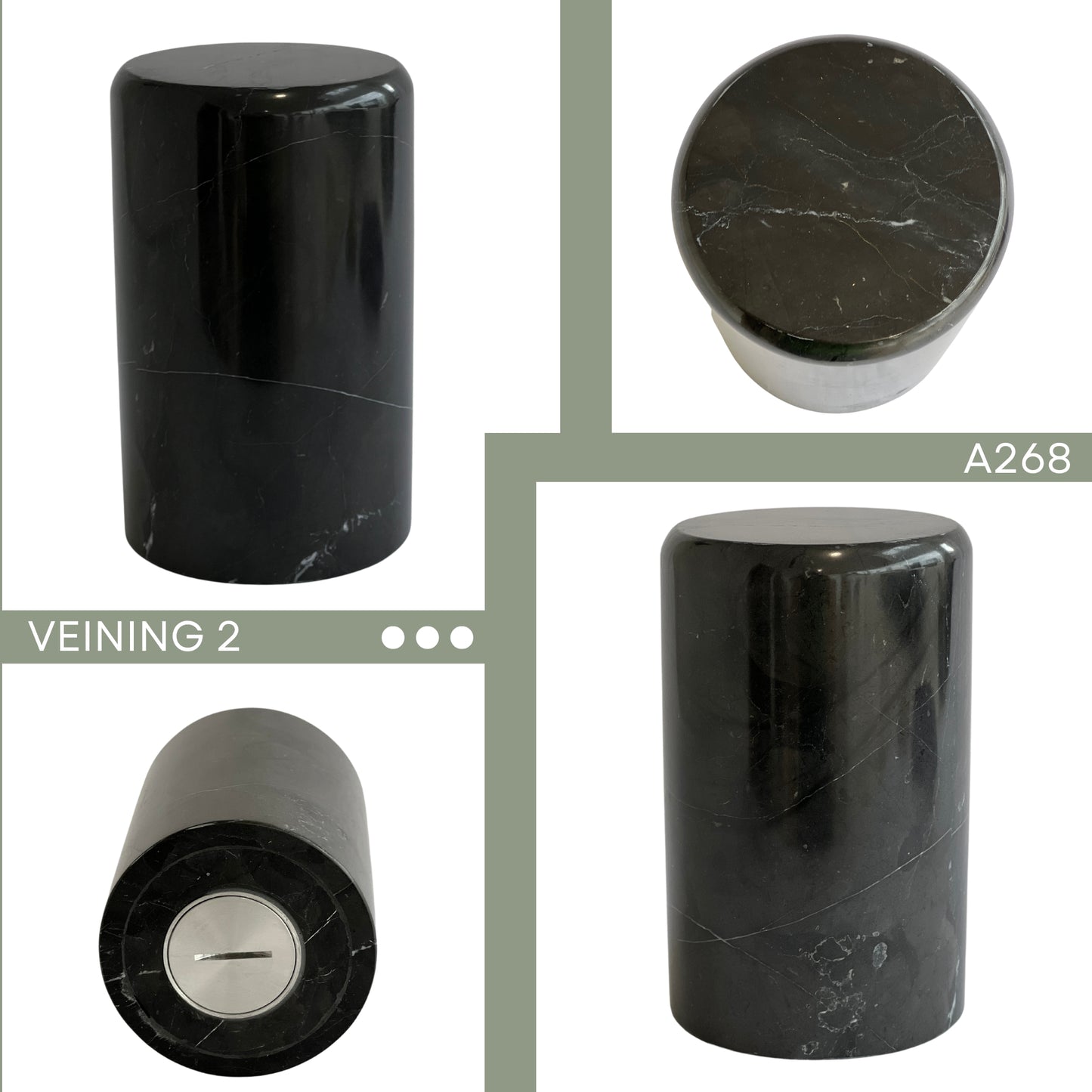 Black Marble Urn - 150 cubic inches