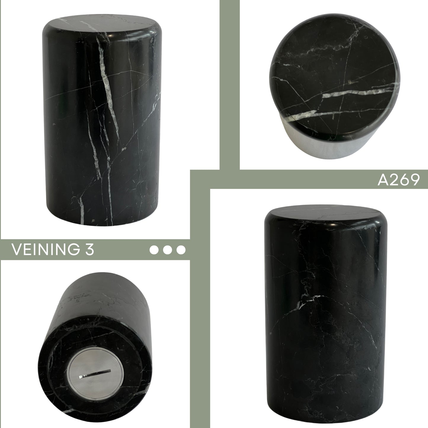 Black Marble Urn - 150 cubic inches